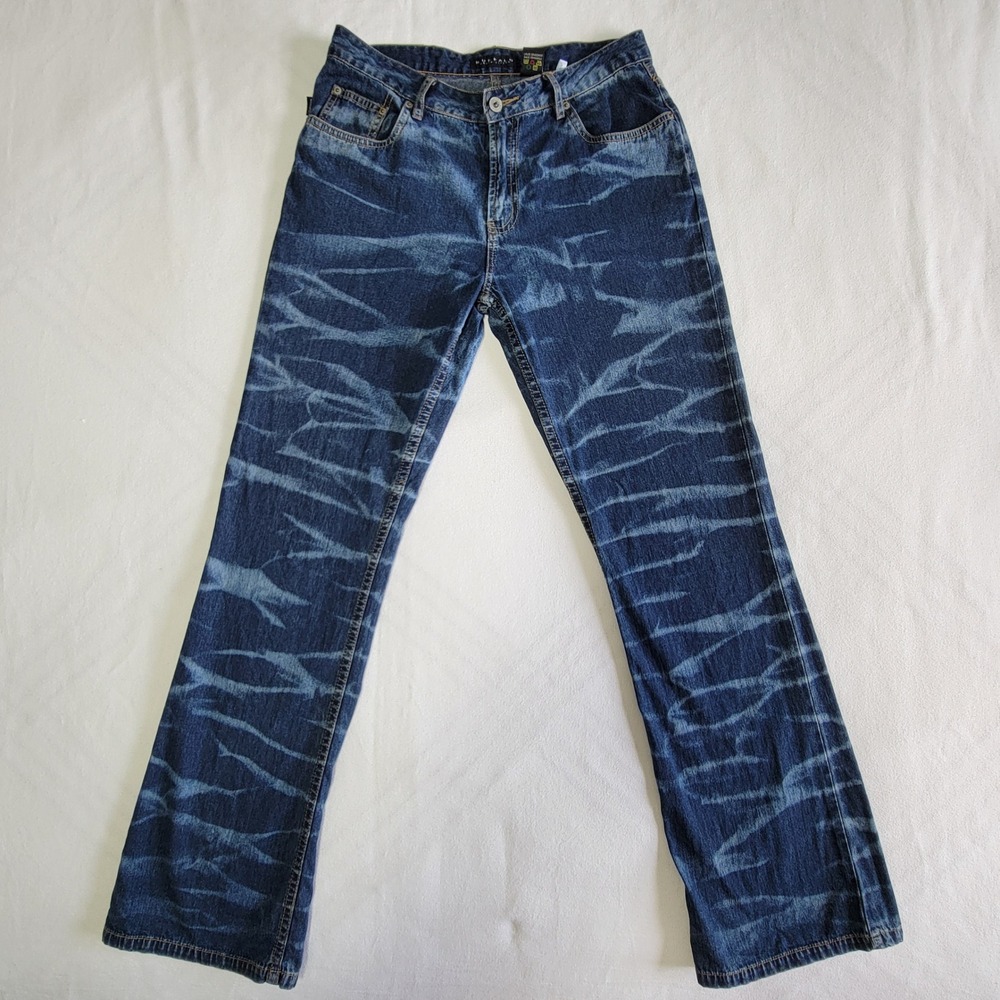 VTG 90s Buffalo David Bitton Jeans Blue Mens 31 Y2K Streetwear Tiger Stripe Fade
